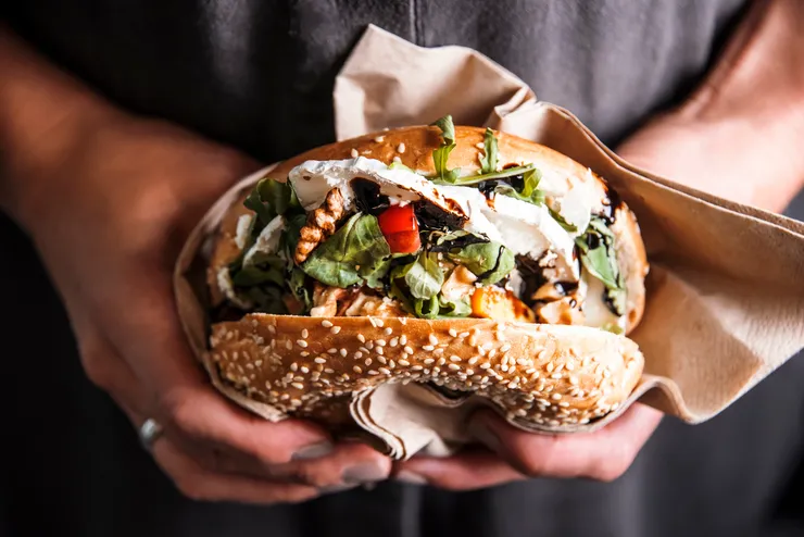 Loaded bagel sandwich